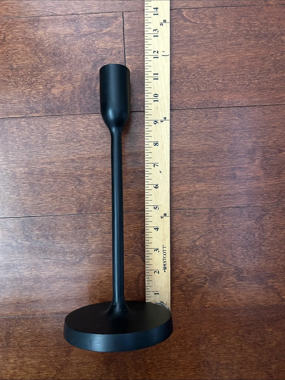 Crate and Barrel Megs Medium Black Taper Candle Holder 11